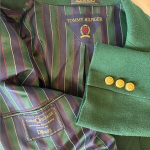 VTG Tommy Hilfiger Green Blazer with Striped Lining